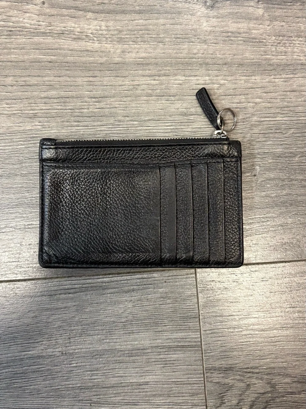 Balenciaga Black Leather PARIS Zip Card Pouch